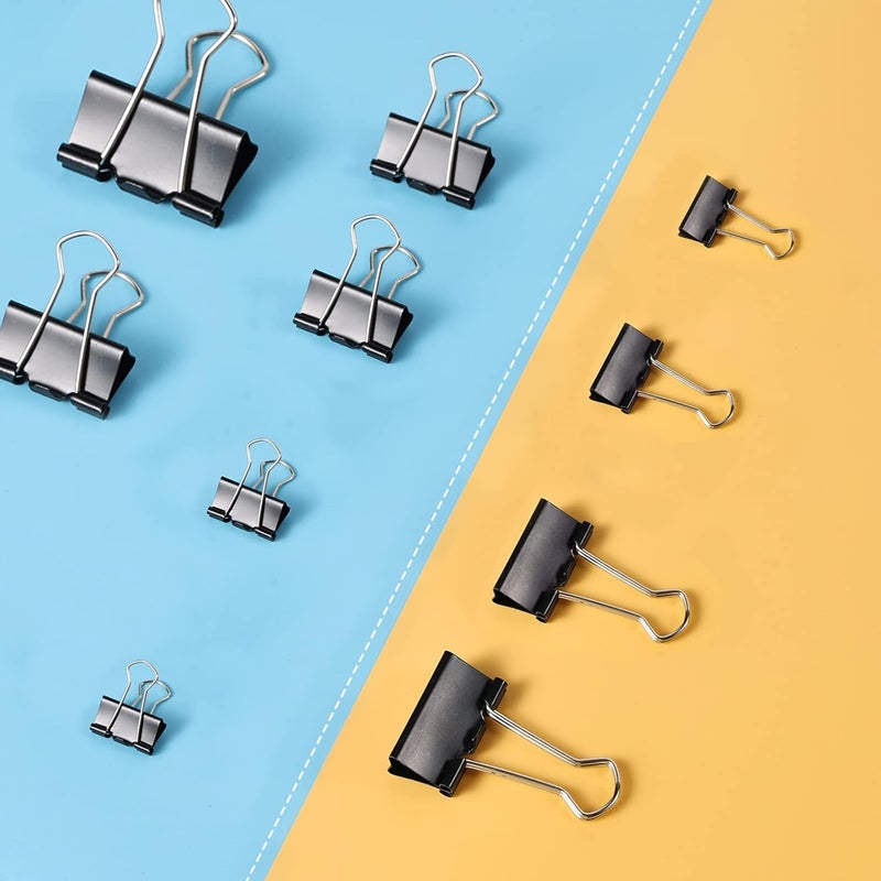 EFOK 208 PCS Binder Clips Paper Clamps Assorted Sizes, Metal Paper Binder Clip, Black Binding Paperwork Clamp Bulk, School Teachers Office Supplies - Image 4